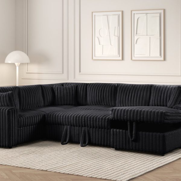 Sectional with Pull Out Bed and Storage Chaise