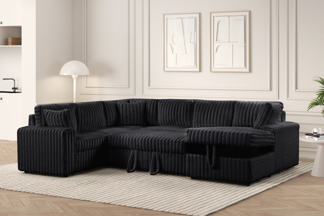 Sectional with Pull Out Bed and Storage Chaise