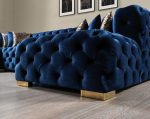 Neva Blue Velvet Double Chaise 138" Sectional - Image 3