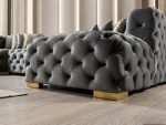 Neva Gray Velvet Double Chaise 138" Sectional - Image 3