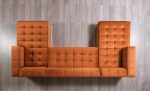 Elisha Orange Velvet Double Chaise 140" Sectional - Image 3